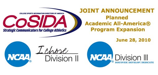 Joint Statement from CoSIDA and NCAA DII and DIII Leadership on Planned Academic All-America® Program Expansion